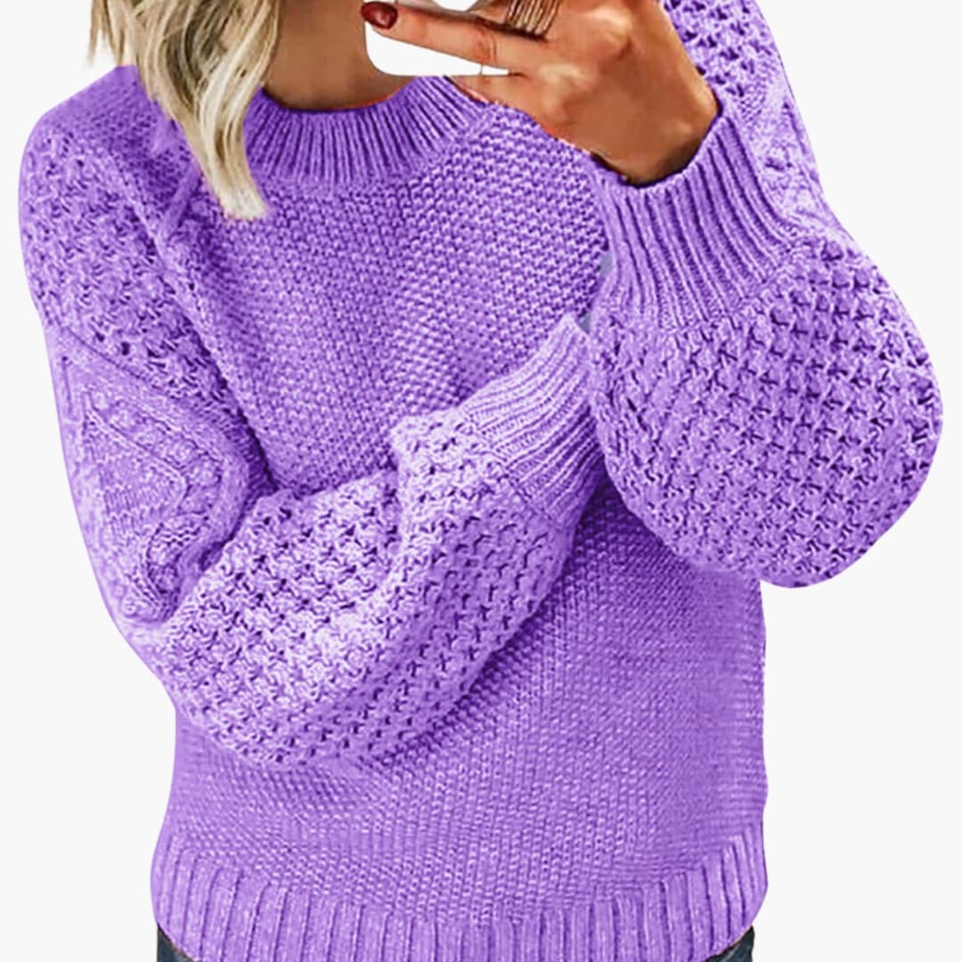 Damen Pullover mit Rundhalsausschnitt und Ärmelmuster