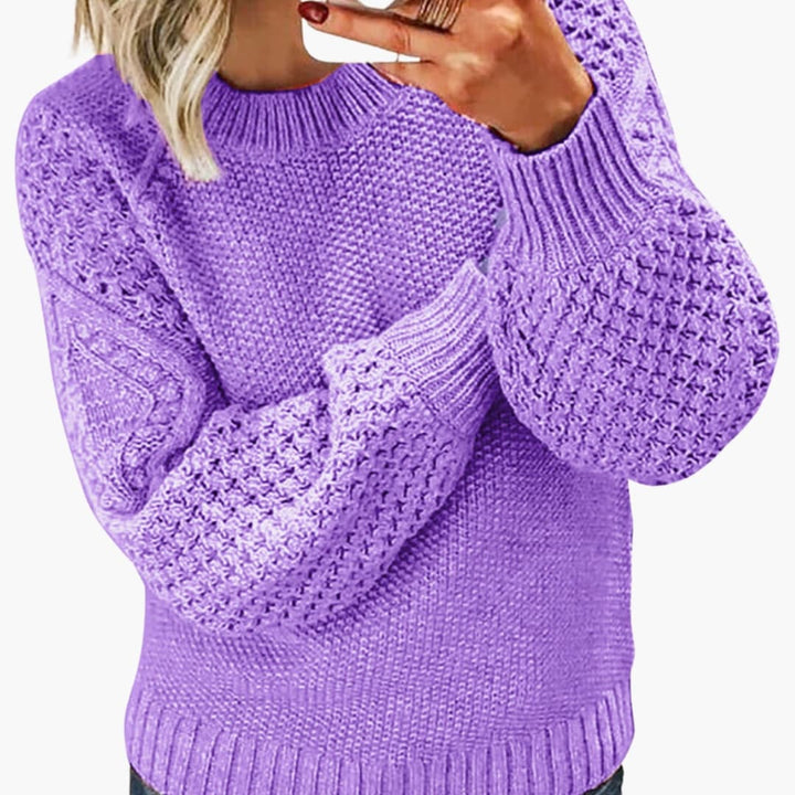 Damen Pullover mit Rundhalsausschnitt und Ärmelmuster