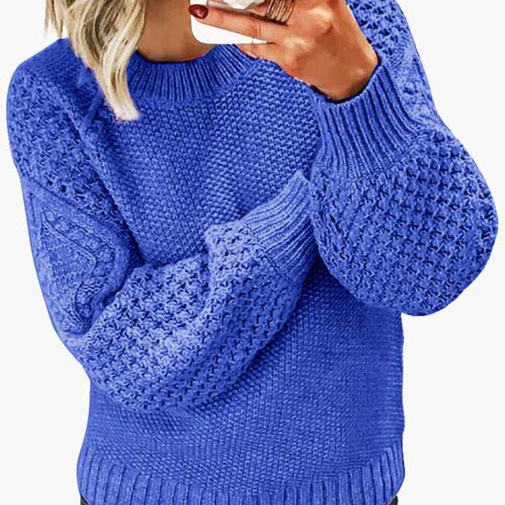 Damen Pullover mit Rundhalsausschnitt und Ärmelmuster