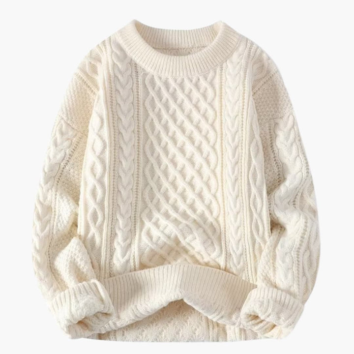 Damen Pullover mit Rundhalsausschnitt und Zopfmuster