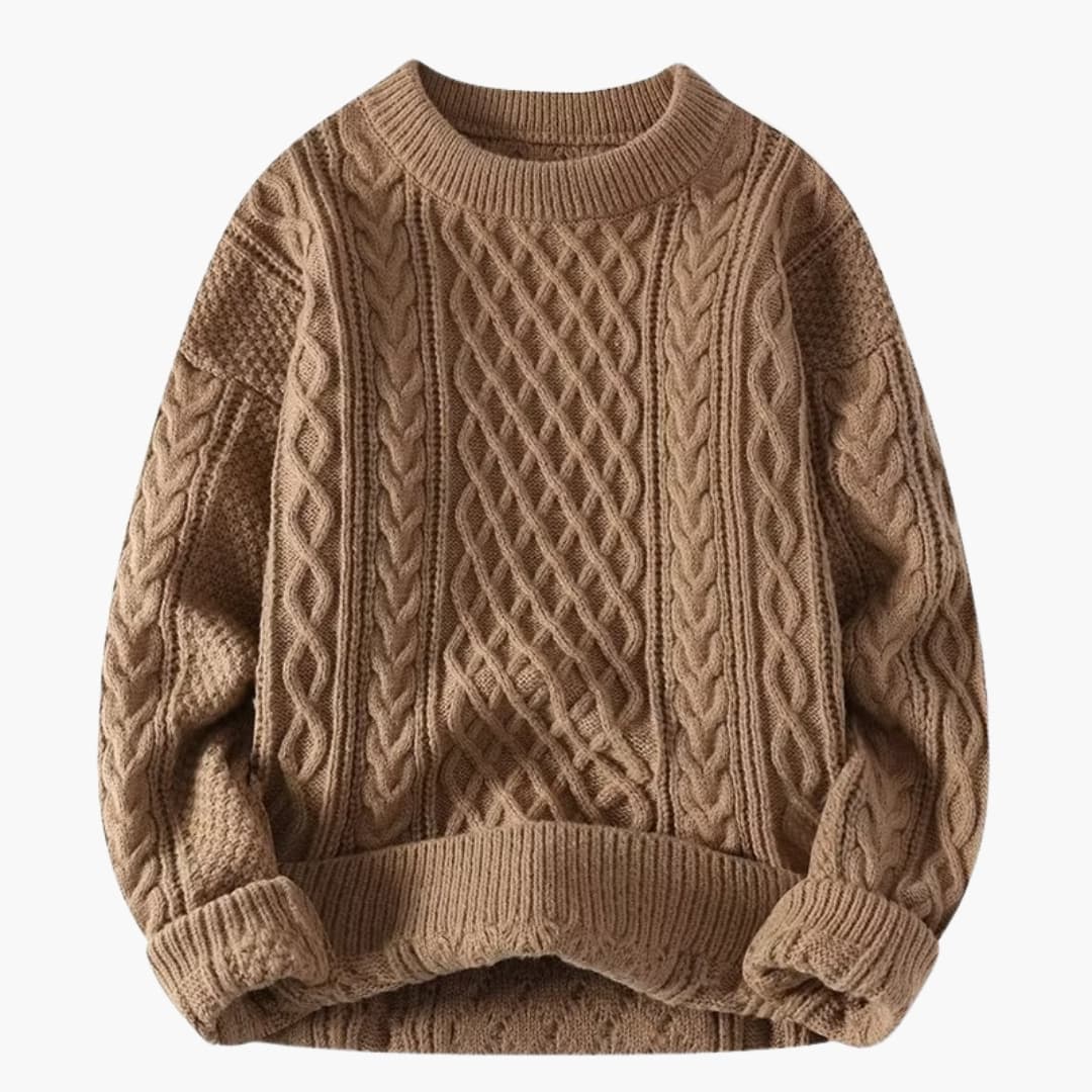 Damen Pullover mit Rundhalsausschnitt und Zopfmuster