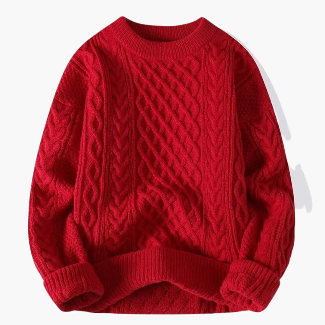 Damen Pullover mit Rundhalsausschnitt und Zopfmuster