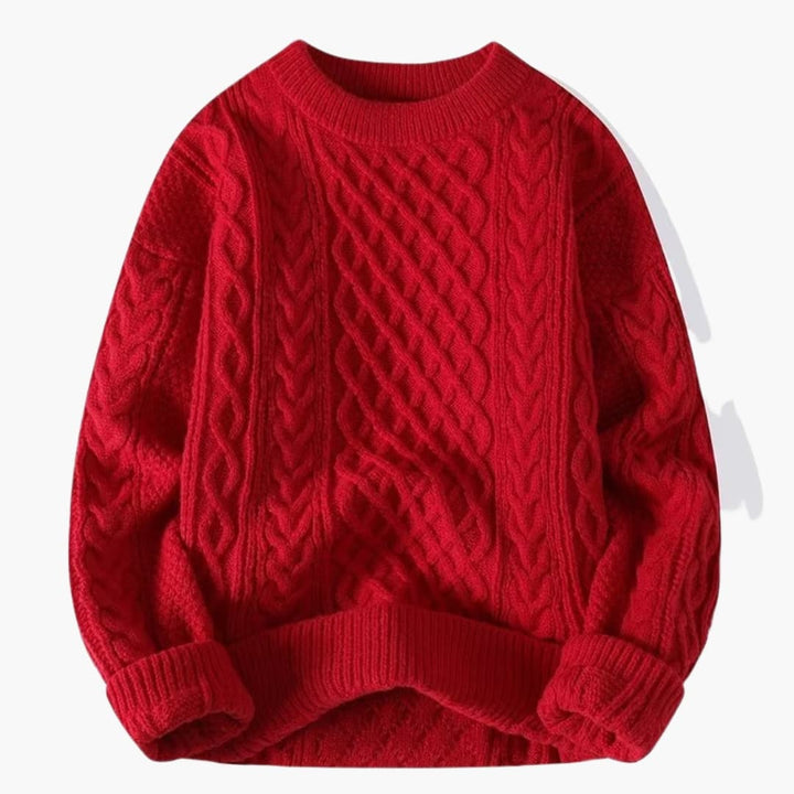 Damen Pullover mit Rundhalsausschnitt und Zopfmuster