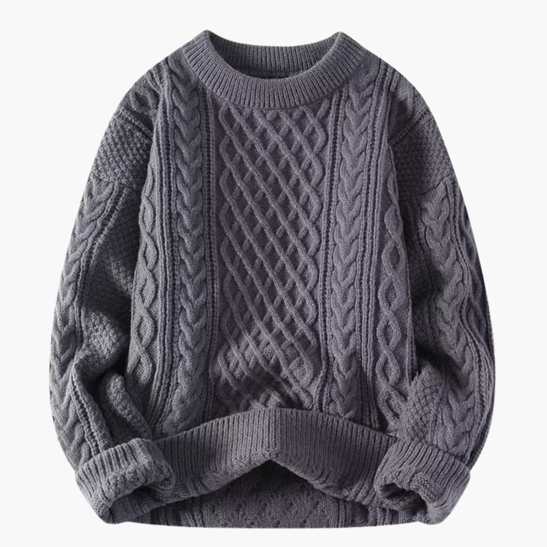 Damen Pullover mit Rundhalsausschnitt und Zopfmuster