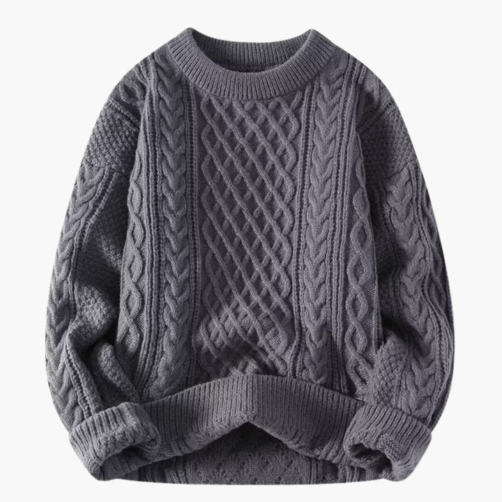 Damen Pullover mit Rundhalsausschnitt und Zopfmuster