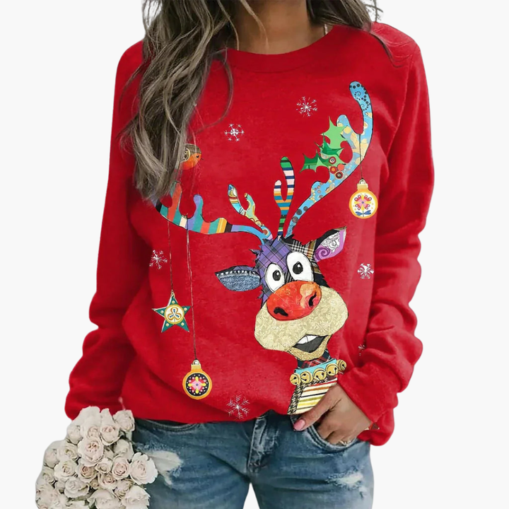 Damen Pullover mit Rundhalsausschnitt und gerippter Oberfläche
