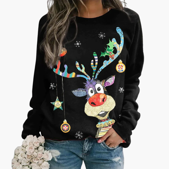 Damen Pullover mit Rundhalsausschnitt und gerippter Oberfläche