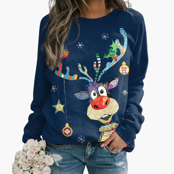 Damen Pullover mit Rundhalsausschnitt und gerippter Oberfläche