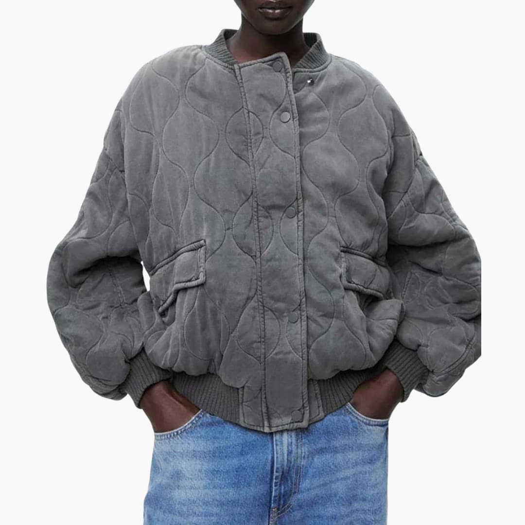 Damen Steppjacke mit Druckknöpfen