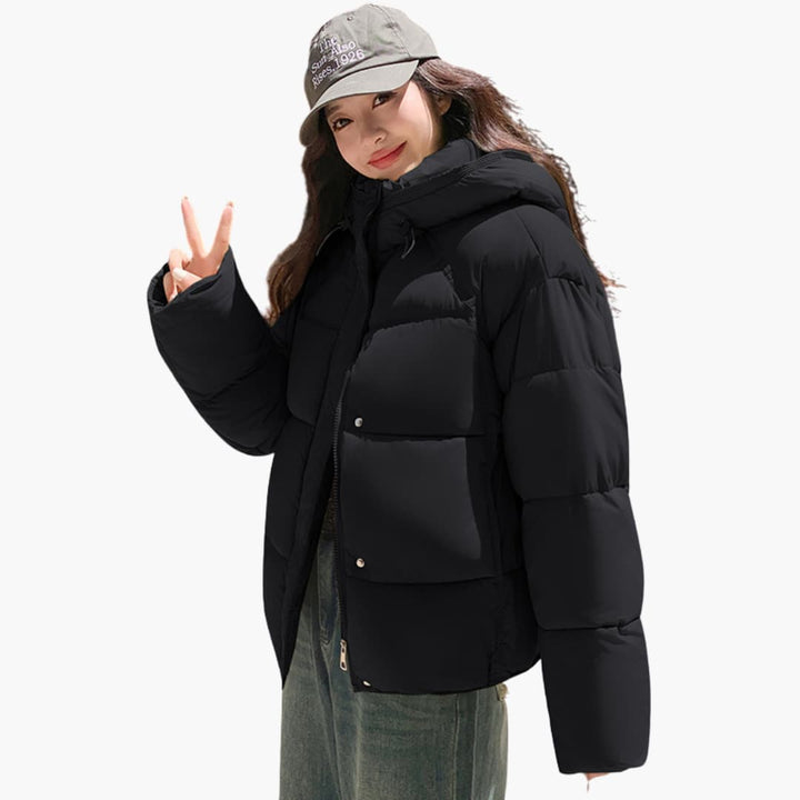 Damen Steppjacke mit Kapuze und Reißverschluss