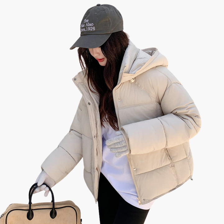Damen Steppjacke mit Kapuze und Reißverschluss