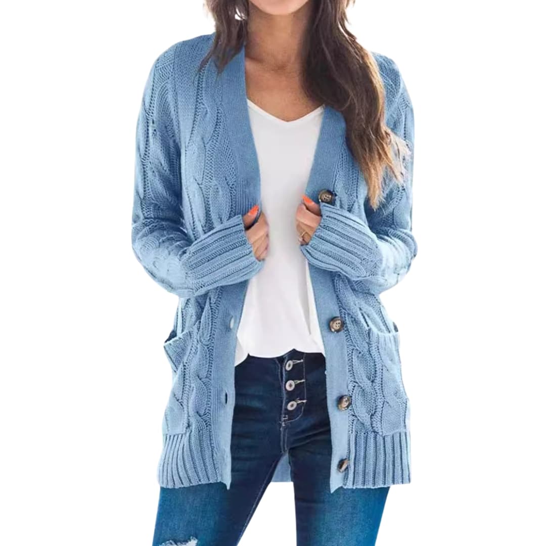Damen Strickjacke mit langen Ärmeln und geradem Saum