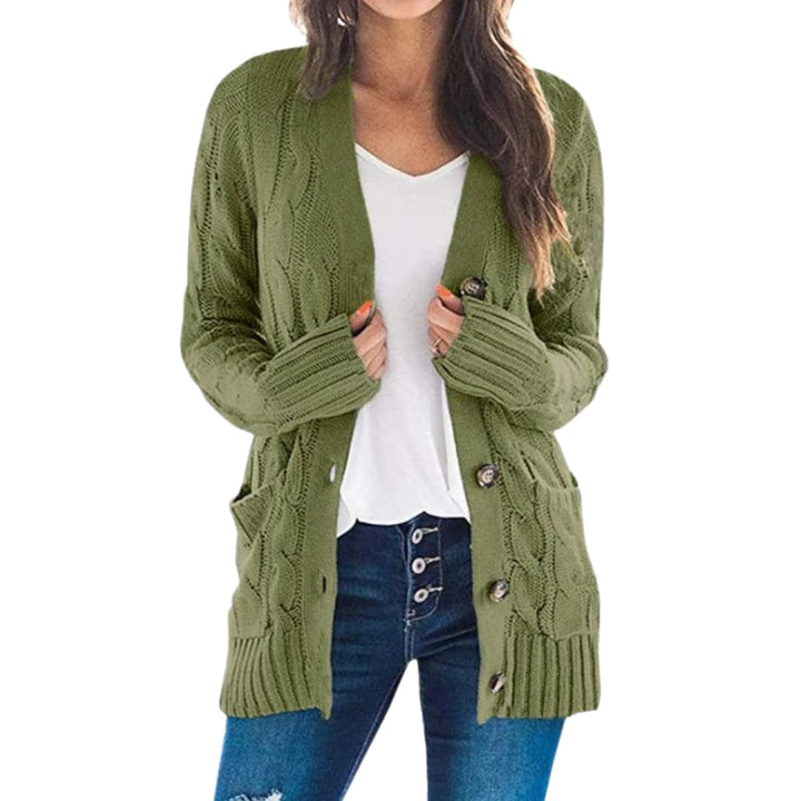 Damen Strickjacke mit langen Ärmeln und geradem Saum