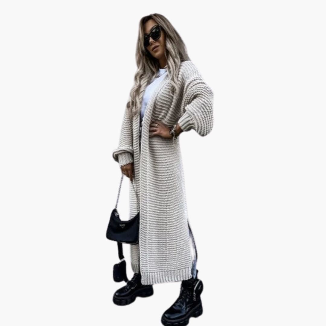 Damen Strickjacke mit langen Ärmeln offener Front und Rippbündchen