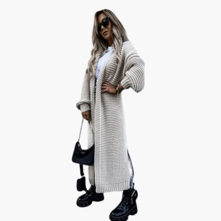 Damen Strickjacke mit langen Ärmeln offener Front und Rippbündchen