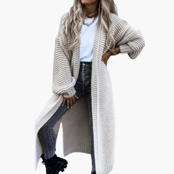 Damen Strickjacke mit langen Ärmeln offener Front und Rippbündchen