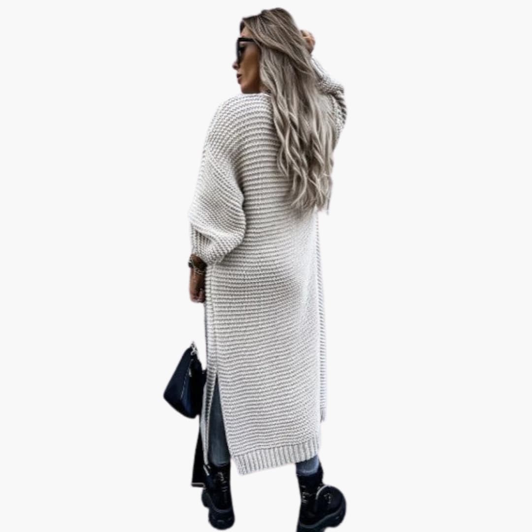Damen Strickjacke mit langen Ärmeln offener Front und Rippbündchen