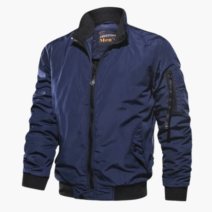 Herren Bomberjacke mit Reißverschluss und geripptem Saum