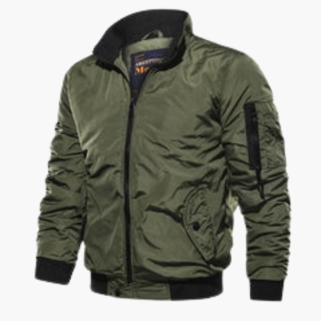 Herren Bomberjacke mit Reißverschluss und geripptem Saum