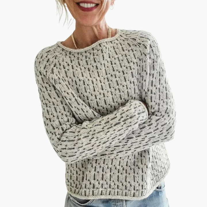 Damen Strickpullover mit Rundhalsausschnitt und langen Ärmeln
