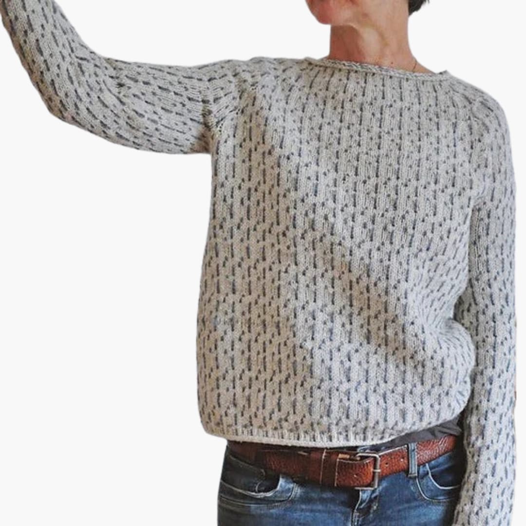 Damen Strickpullover mit Rundhalsausschnitt und langen Ärmeln
