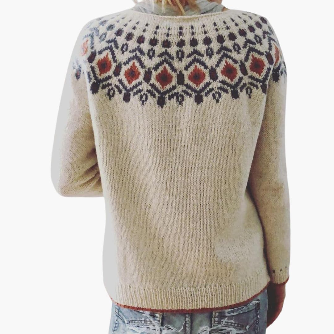 Damen Strickpullover mit Rundhalsausschnitt und geometrischem Muster