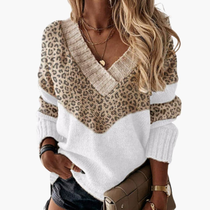 Damen Strickpullover mit V-Ausschnitt