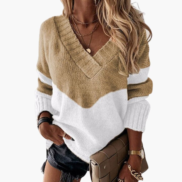 Damen Strickpullover mit V-Ausschnitt