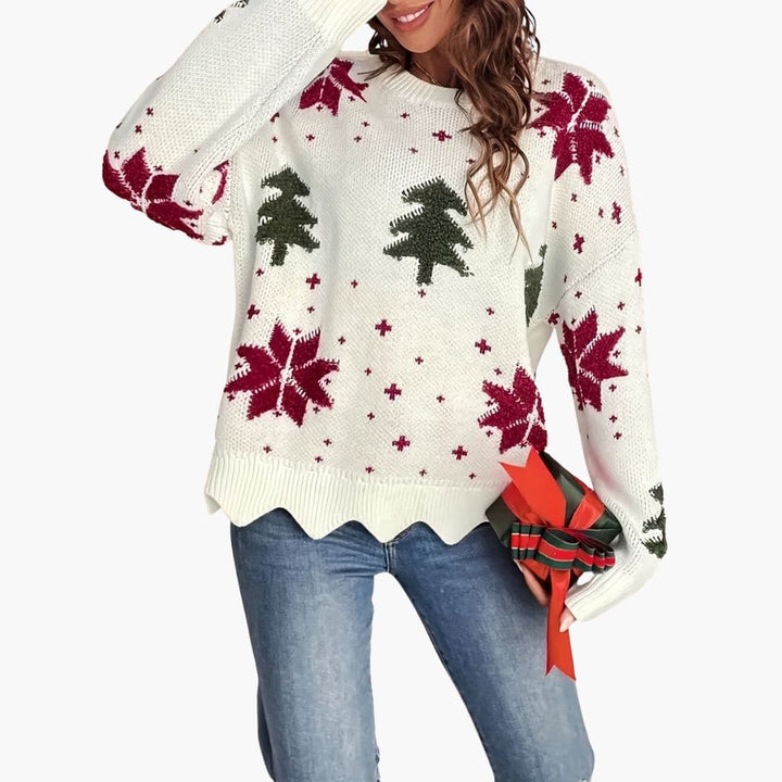 Damen Strickpullover mit festlichem Muster
