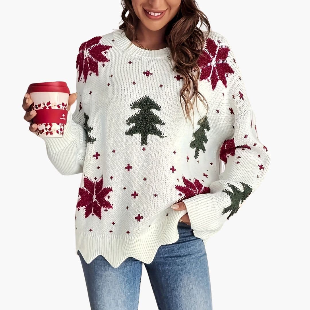 Damen Strickpullover mit festlichem Muster