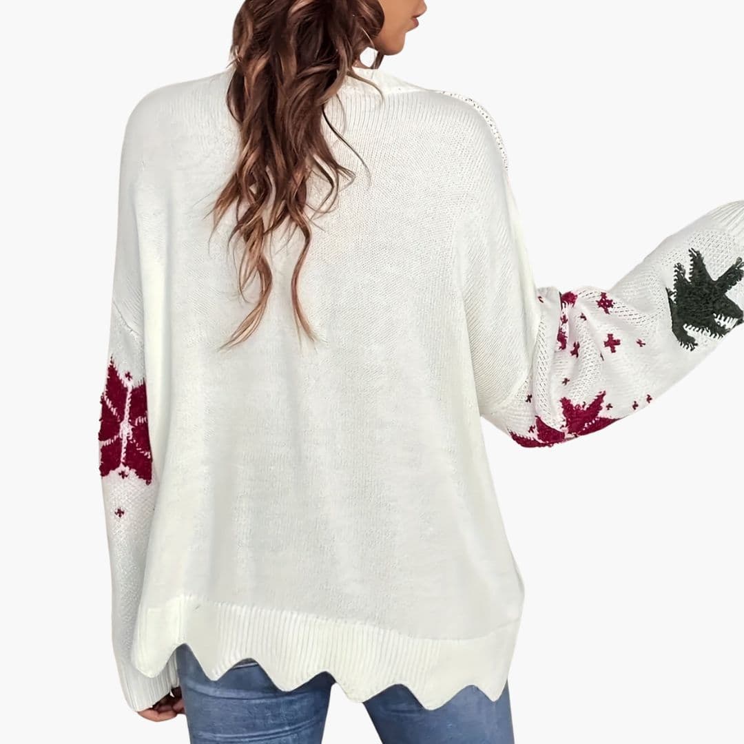 Damen Strickpullover mit festlichem Muster