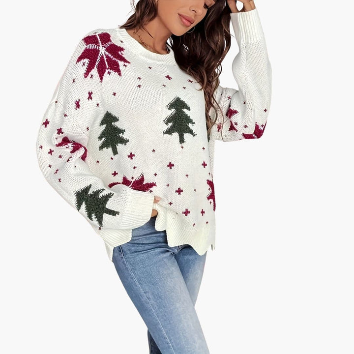 Damen Strickpullover mit festlichem Muster