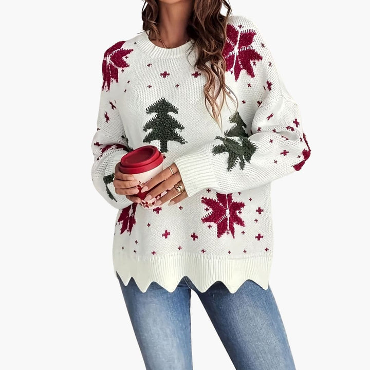 Damen Strickpullover mit festlichem Muster