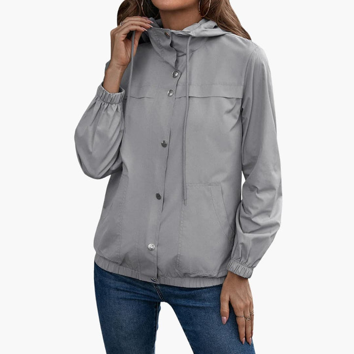 Damen Trenchcoat mit Kapuze, Knopfverschluss und Fronttaschen