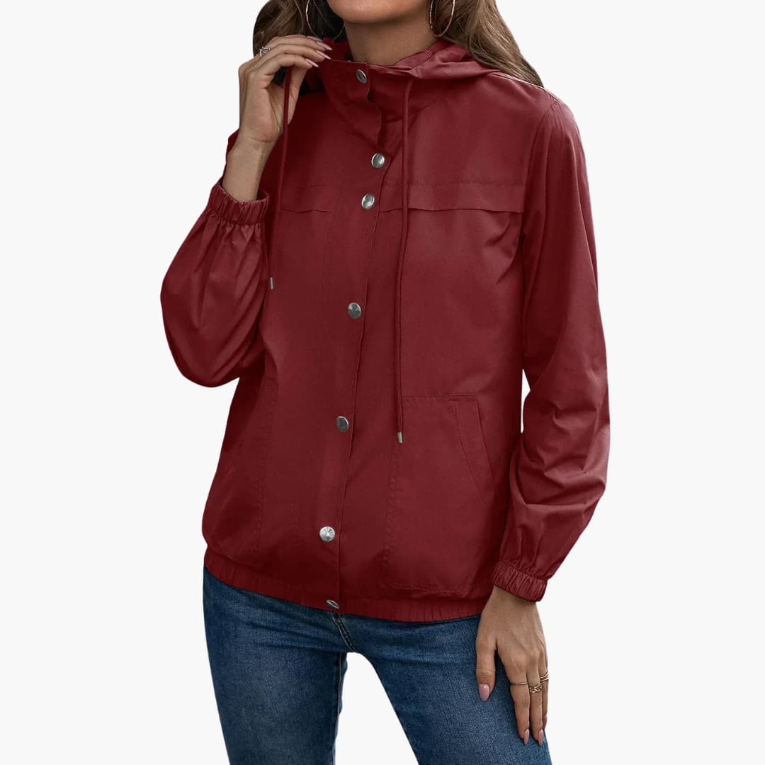 Damen Trenchcoat mit Kapuze, Knopfverschluss und Fronttaschen