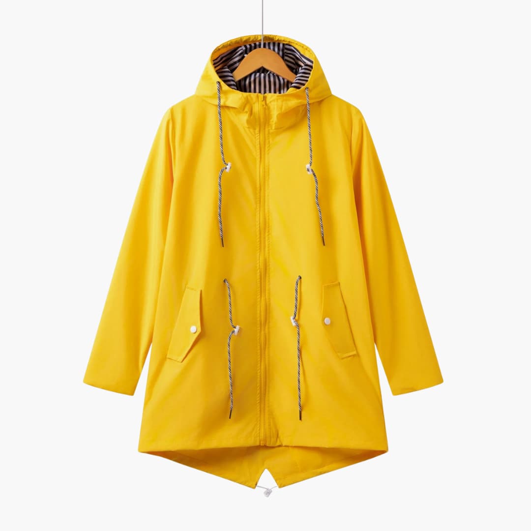 Damen Trenchcoat mit Kapuze, Reißverschluss und Fronttaschen
