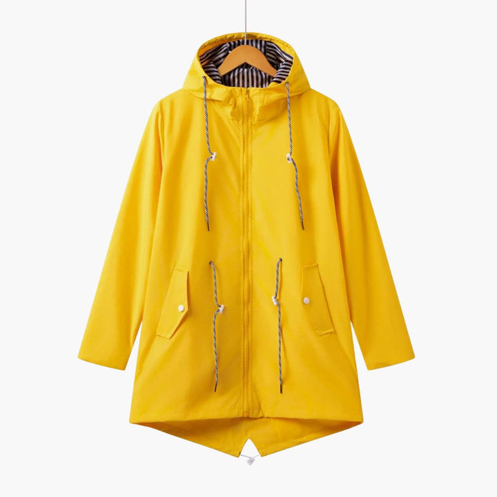 Damen Trenchcoat mit Kapuze, Reißverschluss und Fronttaschen
