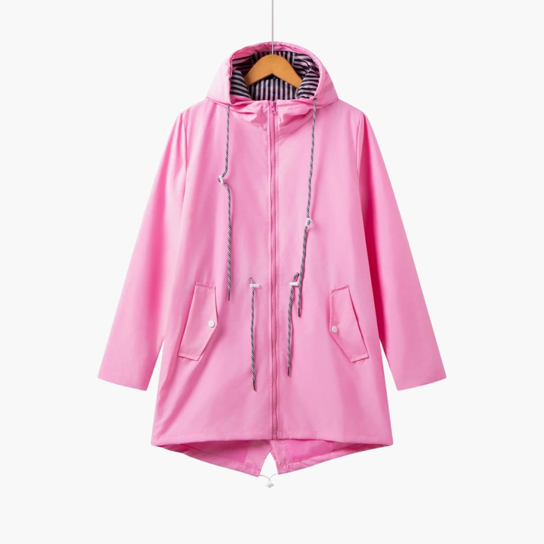 Damen Trenchcoat mit Kapuze, Reißverschluss und Fronttaschen