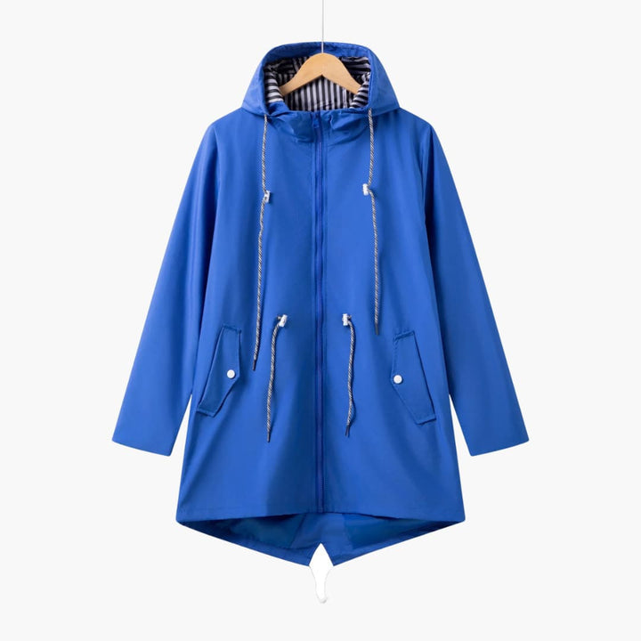 Damen Trenchcoat mit Kapuze, Reißverschluss und Fronttaschen