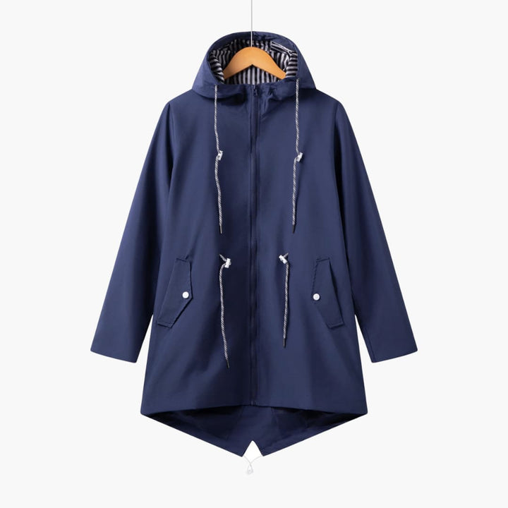 Damen Trenchcoat mit Kapuze, Reißverschluss und Fronttaschen