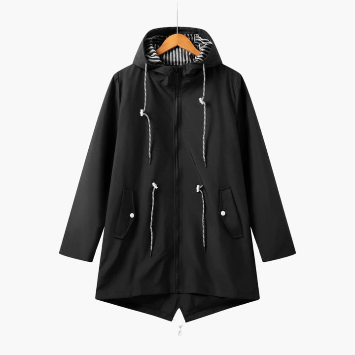 Damen Trenchcoat mit Kapuze, Reißverschluss und Fronttaschen