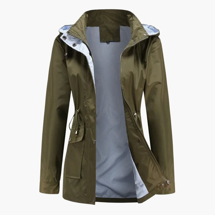 Damen Trenchcoat mit abnehmbarer Kapuze und verstellbarer Taille