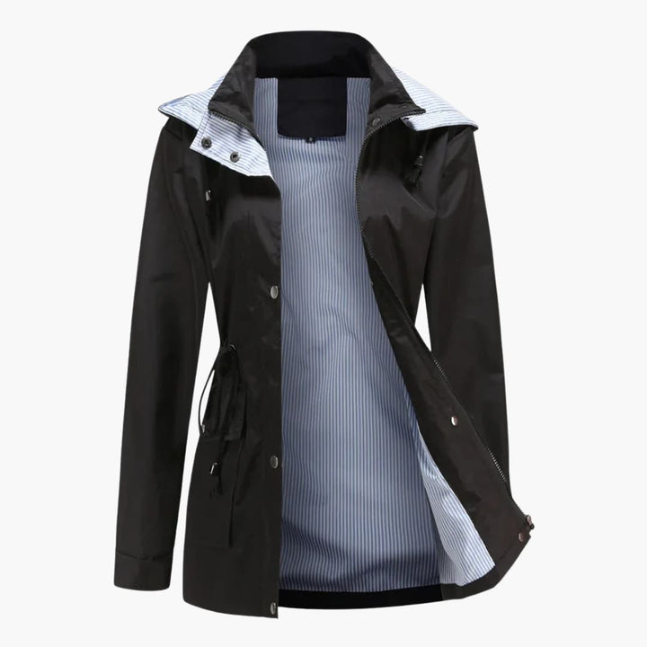 Damen Trenchcoat mit abnehmbarer Kapuze und verstellbarer Taille