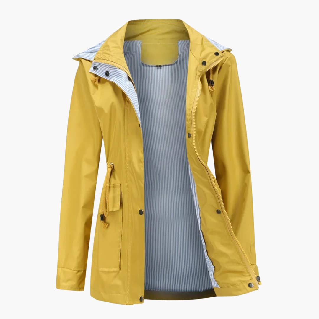 Damen Trenchcoat mit abnehmbarer Kapuze und verstellbarer Taille