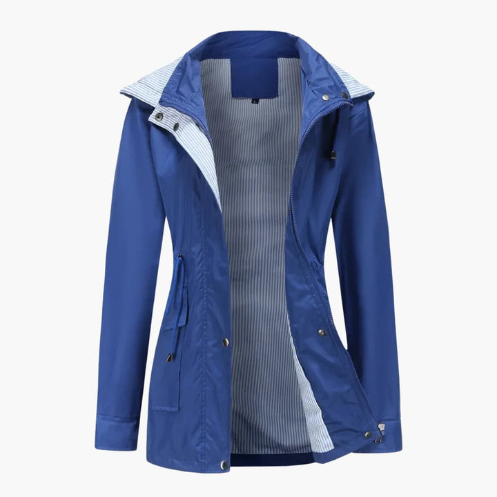 Damen Trenchcoat mit abnehmbarer Kapuze und verstellbarer Taille