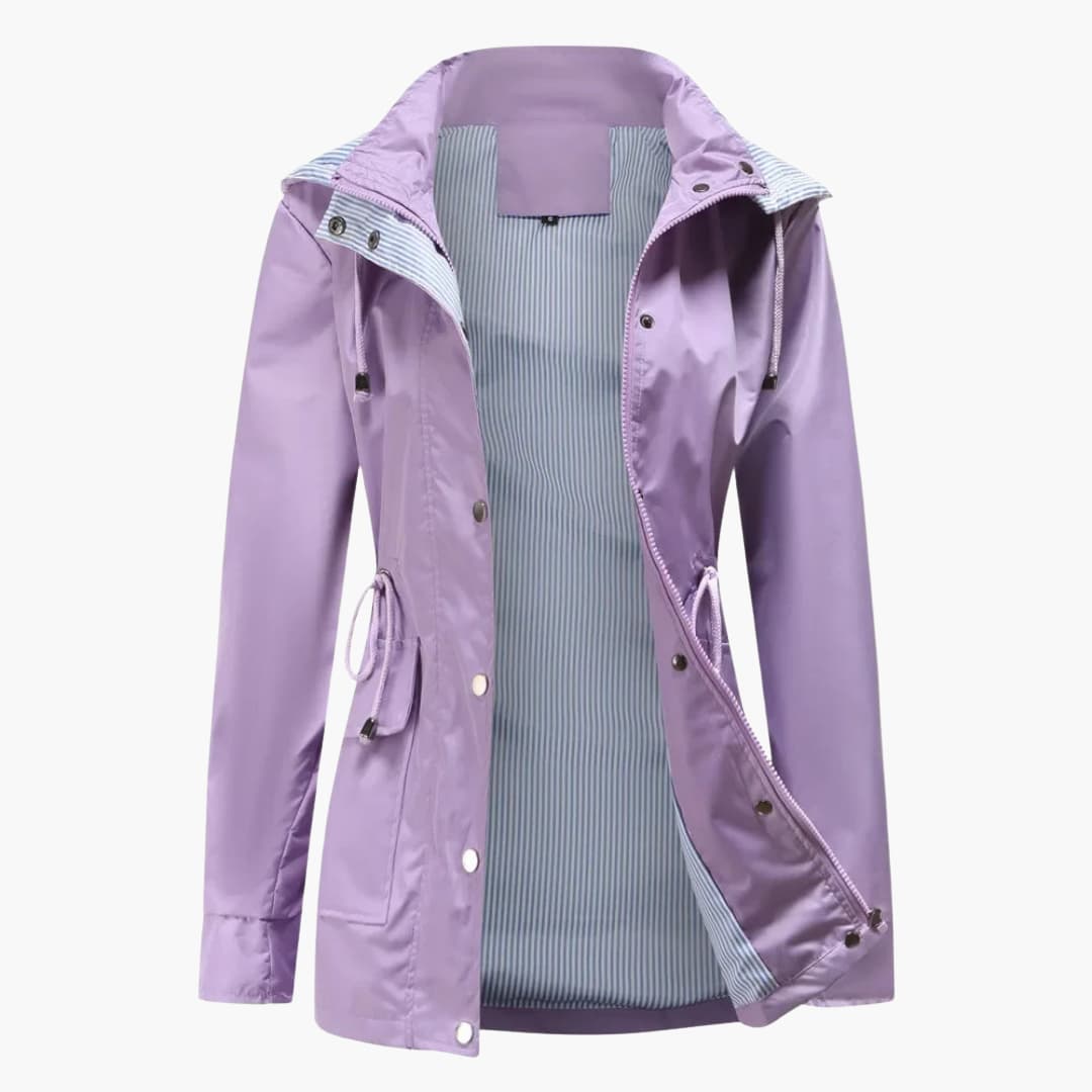 Damen Trenchcoat mit abnehmbarer Kapuze und verstellbarer Taille
