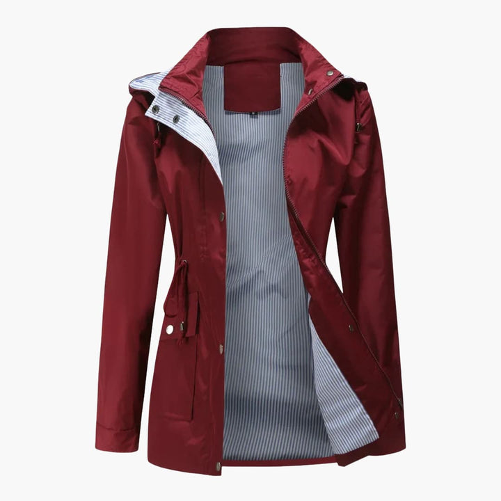 Damen Trenchcoat mit abnehmbarer Kapuze und verstellbarer Taille