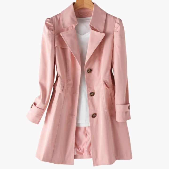 Damen Trenchcoat mit fallendem Revers und Knopfverschluss