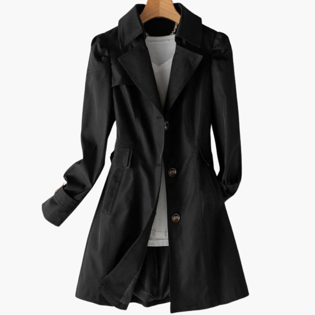Damen Trenchcoat mit fallendem Revers und Knopfverschluss