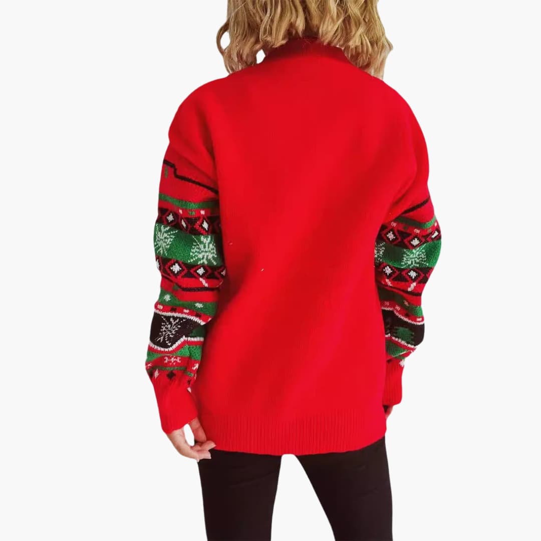 Damen Weihnachts-Pullover mit Rentiermotiv und festlichem Strickmuster